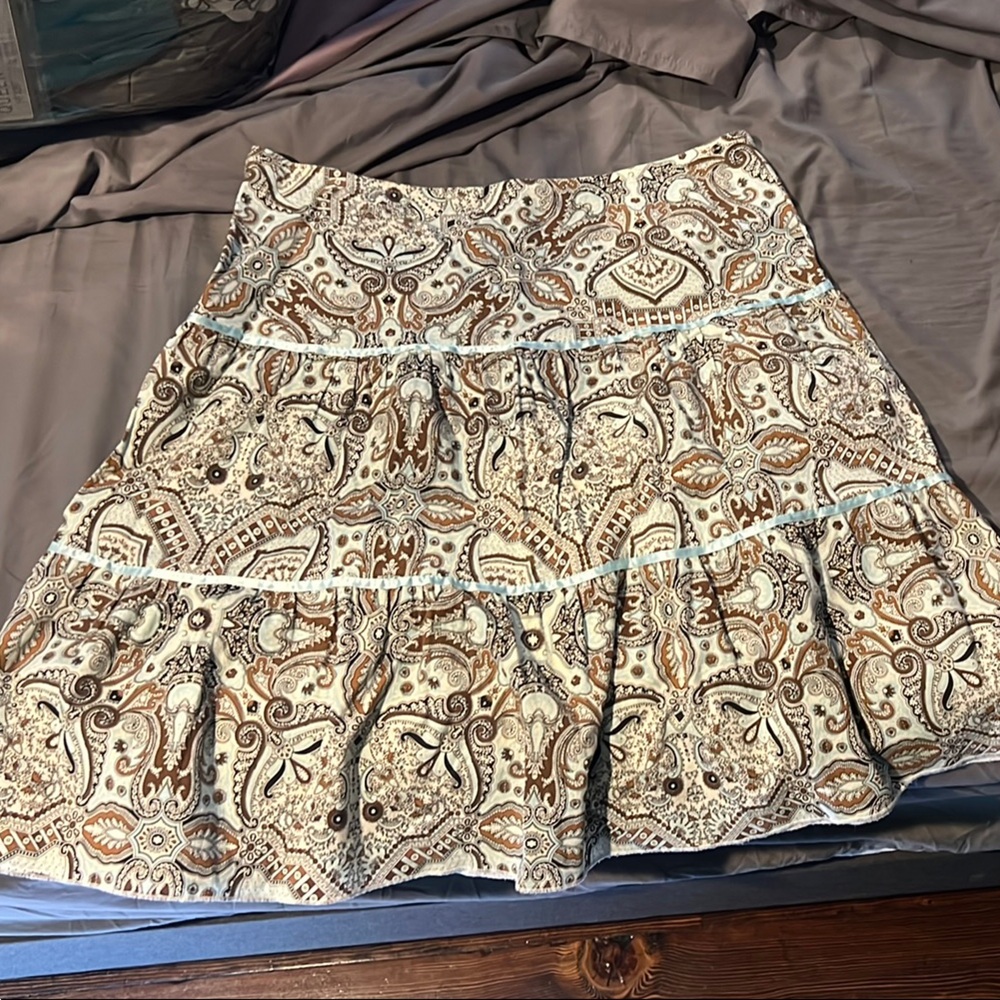 Paisley Patterned Brown Skirt